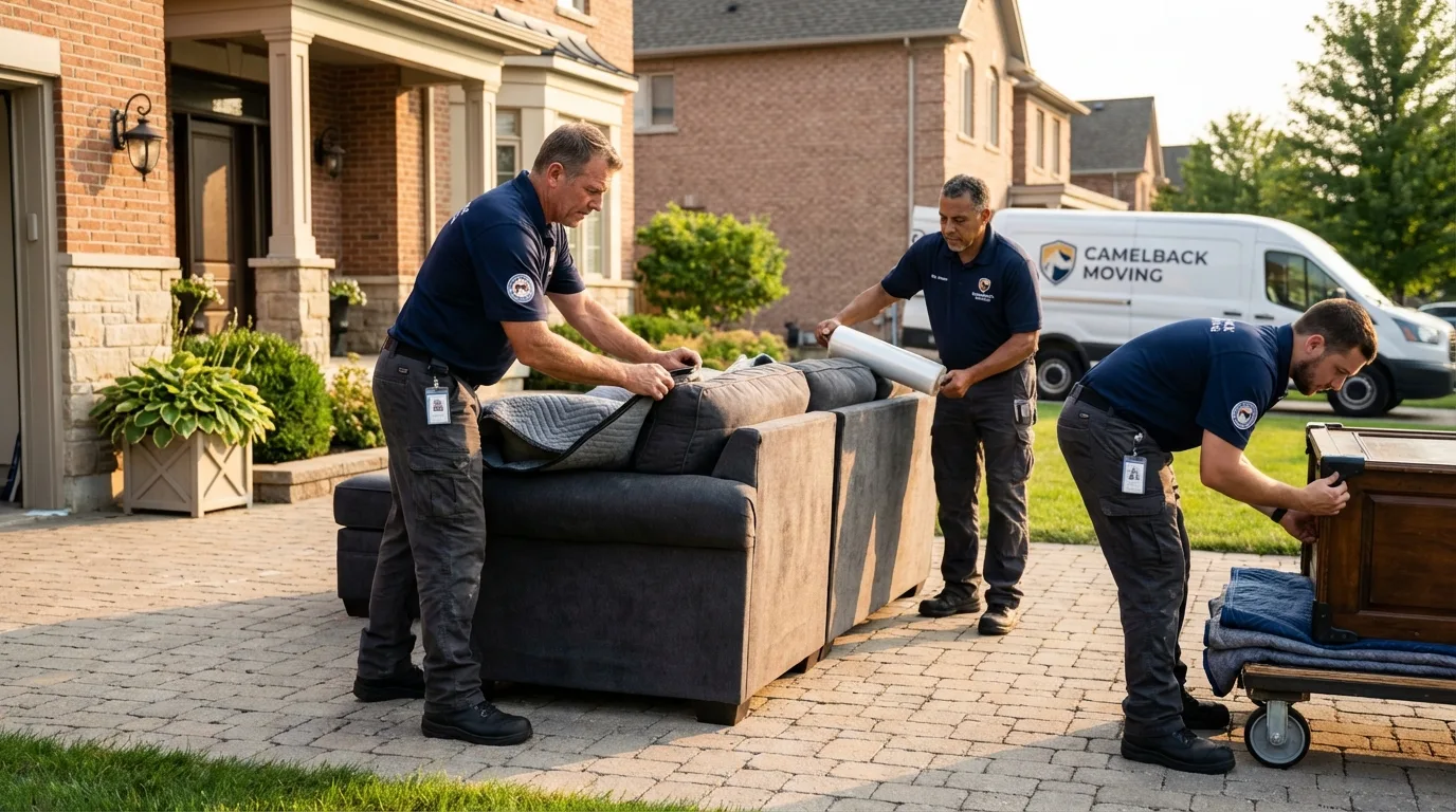 Large estate moving crew wrapping furniture in West Stockbridge, MA