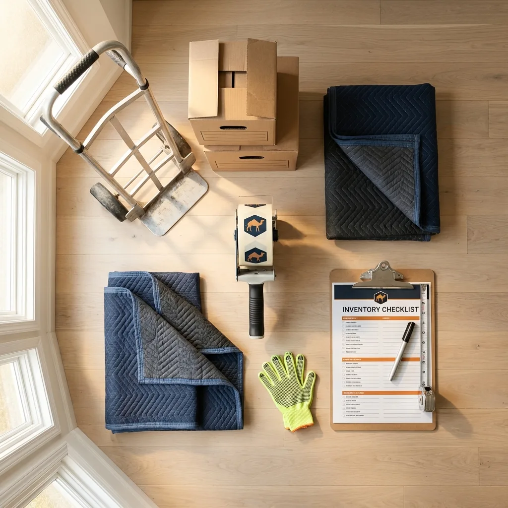 Professional moving supplies and packing materials layout for West Stockbridge residential relocations